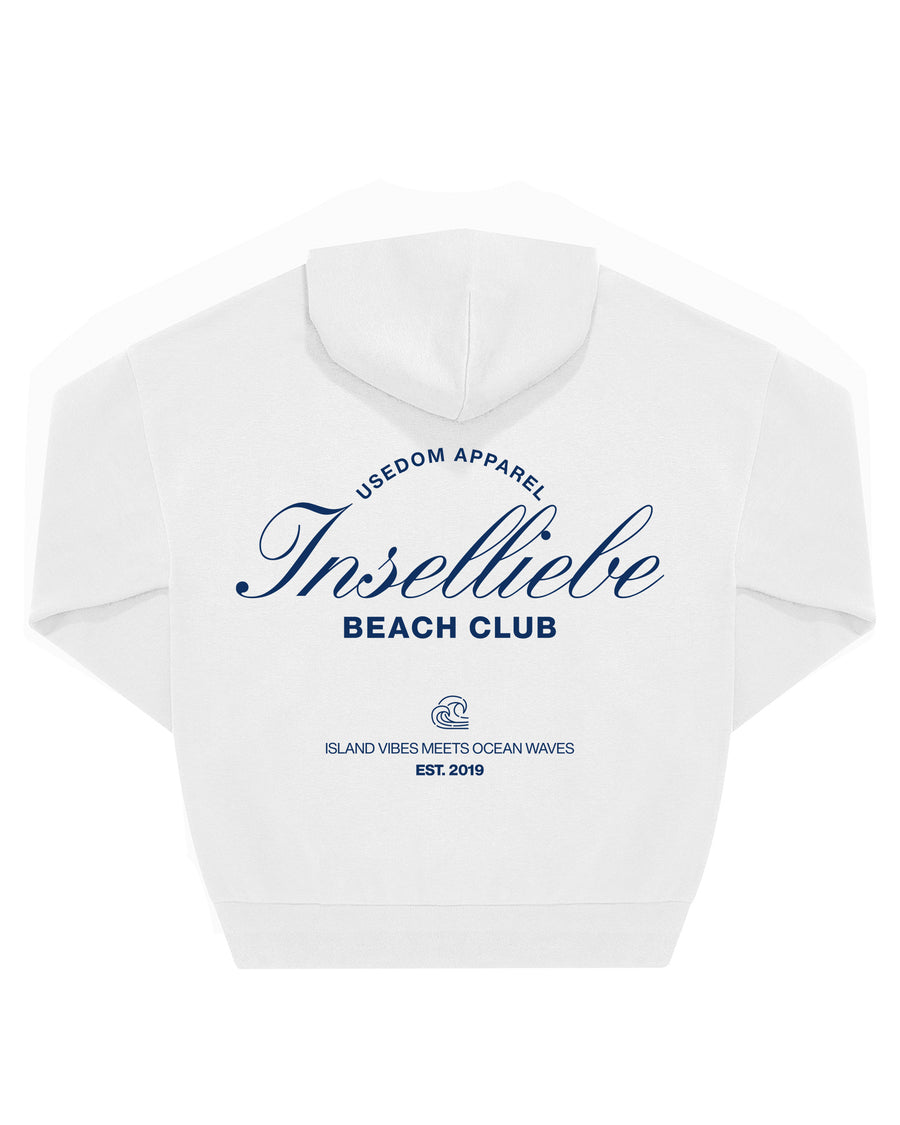Unisex Oversized Hoodie "Beach Club" | Weiß – Rückseite