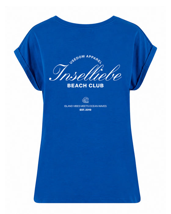 Damen T-Shirt "Beach Club" | Royalblau - INSELLIEBE USEDOM