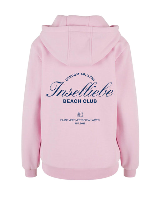 Damen Fluffy Hoodie "Beach Club" | Soft Pink - INSELLIEBE USEDOM