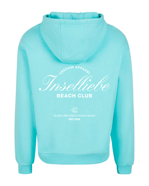 Unisex Fluffy Hoodie "Beach Club" | Beryl Blue - INSELLIEBE USEDOM