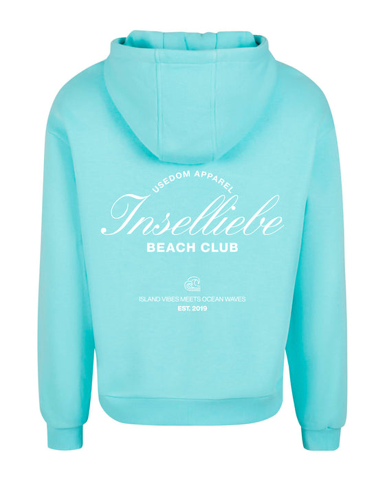 Unisex Fluffy Hoodie "Beach Club" | Beryl Blue