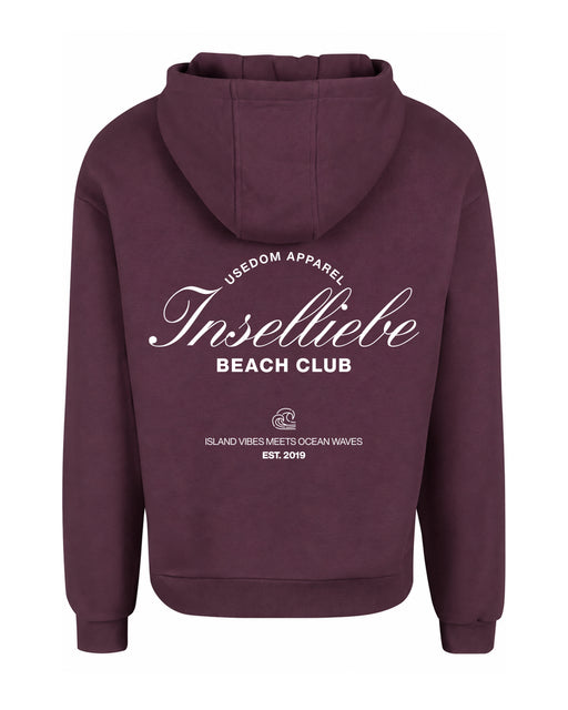 Unisex Fluffy Hoodie "Beach Club" | Purple - INSELLIEBE USEDOM