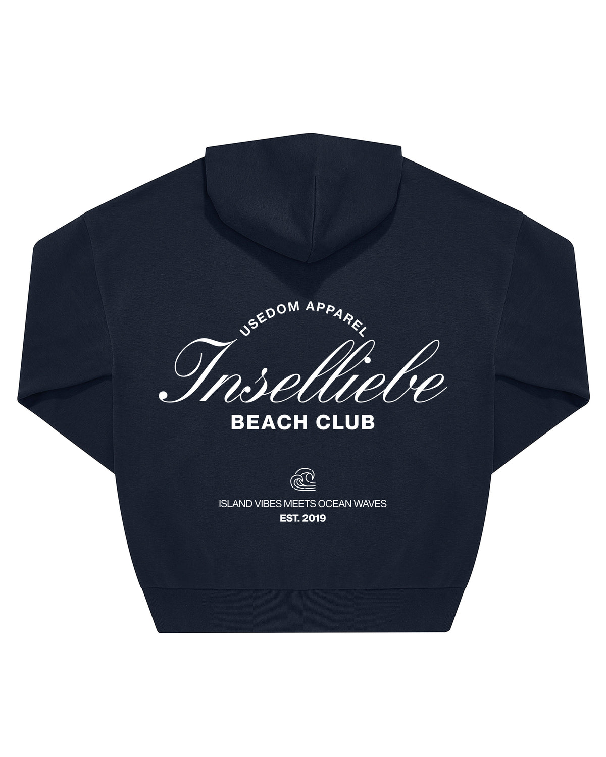 Unisex Oversized Hoodie "Beach Club" | Navy – Rückseite