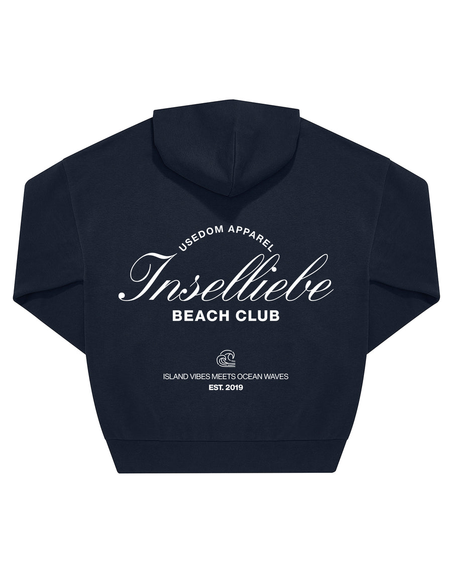 Unisex Oversized Hoodie "Beach Club" | Navy – Rückseite