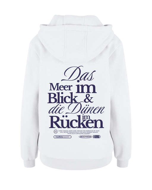 Damen Fluffy Hoodie "Meerblick" | Weiß - INSELLIEBE USEDOM