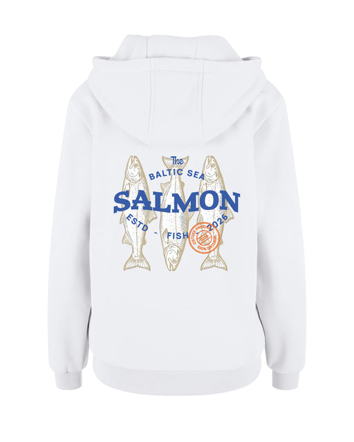 Damen Fluffy Hoodie "Salmons" | Weiß - INSELLIEBE USEDOM
