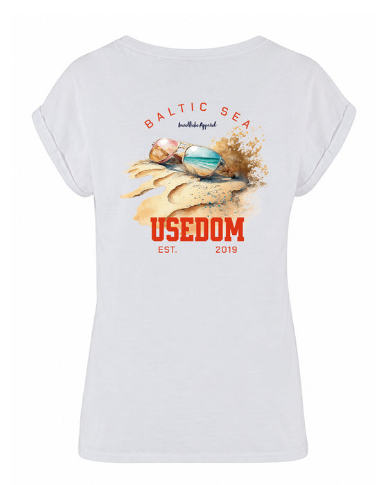 Damen T-Shirt "Sun Glasses" Wide Shoulder | Weiß