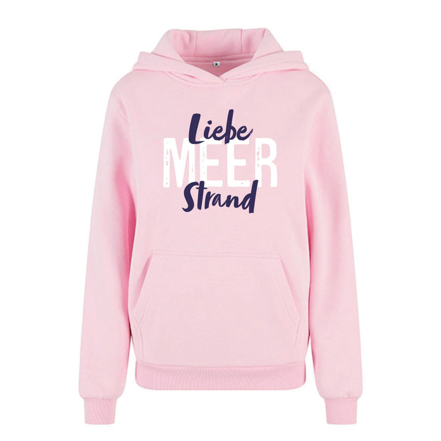 Damen Fluffy Hoodie "Liebe & Meer" | Rosa