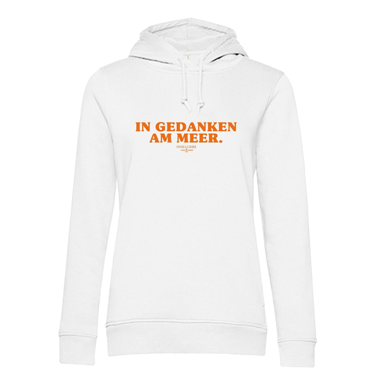 Damen Hoodie "In Gedanken am Meer" | Weiß - INSELLIEBE USEDOM