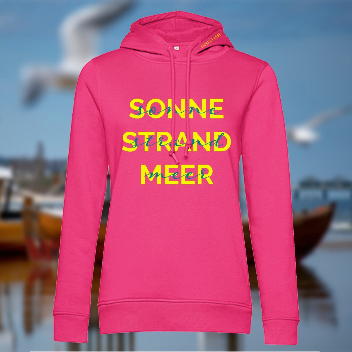 Damen Hoodie "Sonne & Strand" | Pink - INSELLIEBE USEDOM