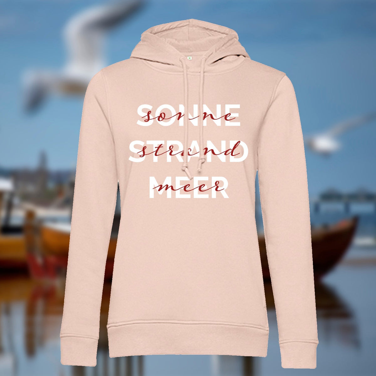 Damen Hoodie "Sonne & Strand" | Rosa - INSELLIEBE USEDOM