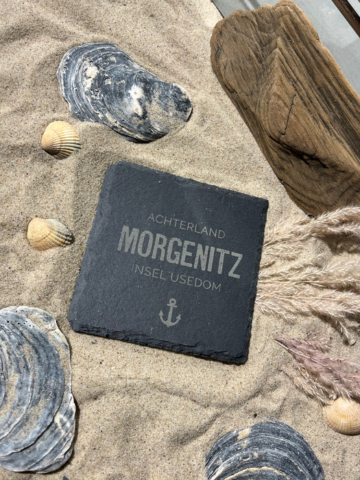 Untersetzer Schiefer "Achterland Morgenitz" | 10x10xm - INSELLIEBE USEDOM