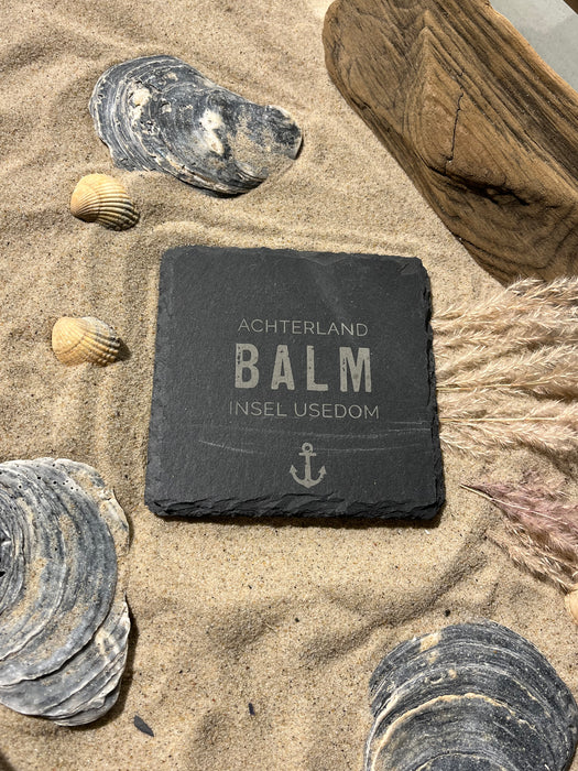 Untersetzer Schiefer "Achterland Balm" | 10x10xm - INSELLIEBE USEDOM