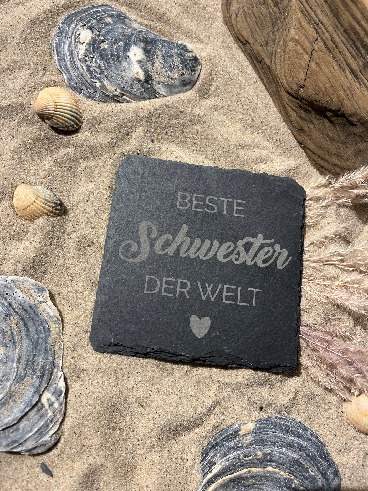 Untersetzer Schiefer "Beste Schwester" | 10x10xm - INSELLIEBE USEDOM
