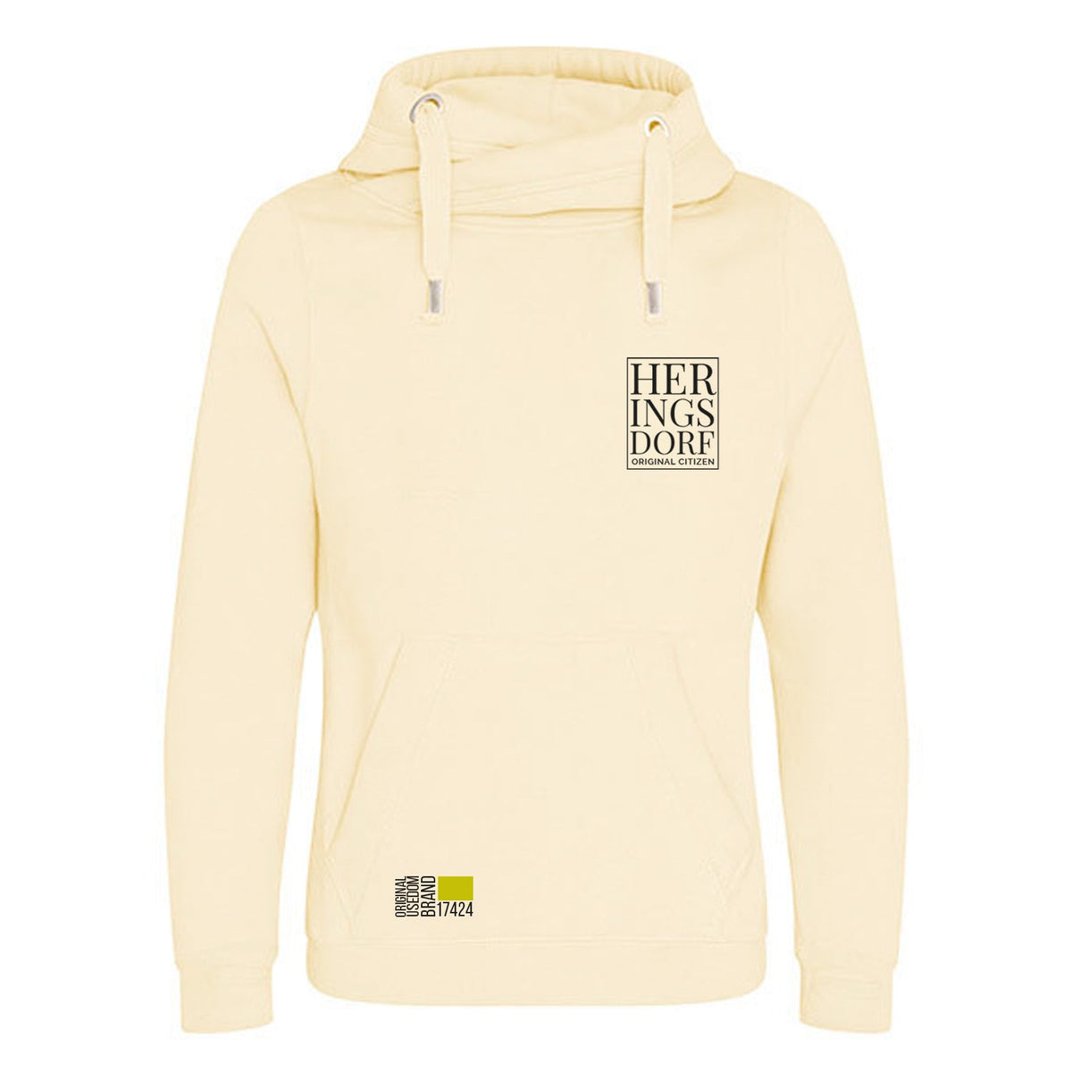 Unisex Cross-Neck Hoodie "Heringsdorf Original" | Creme - INSELLIEBE USEDOM