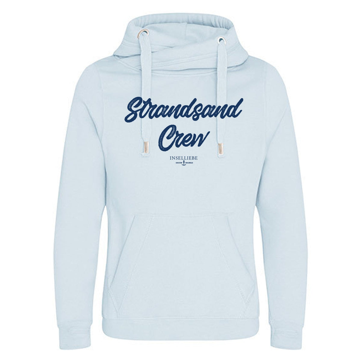 Unisex Cross-Neck Hoodie "Strandsand Crew" | Hellblau - INSELLIEBE USEDOM