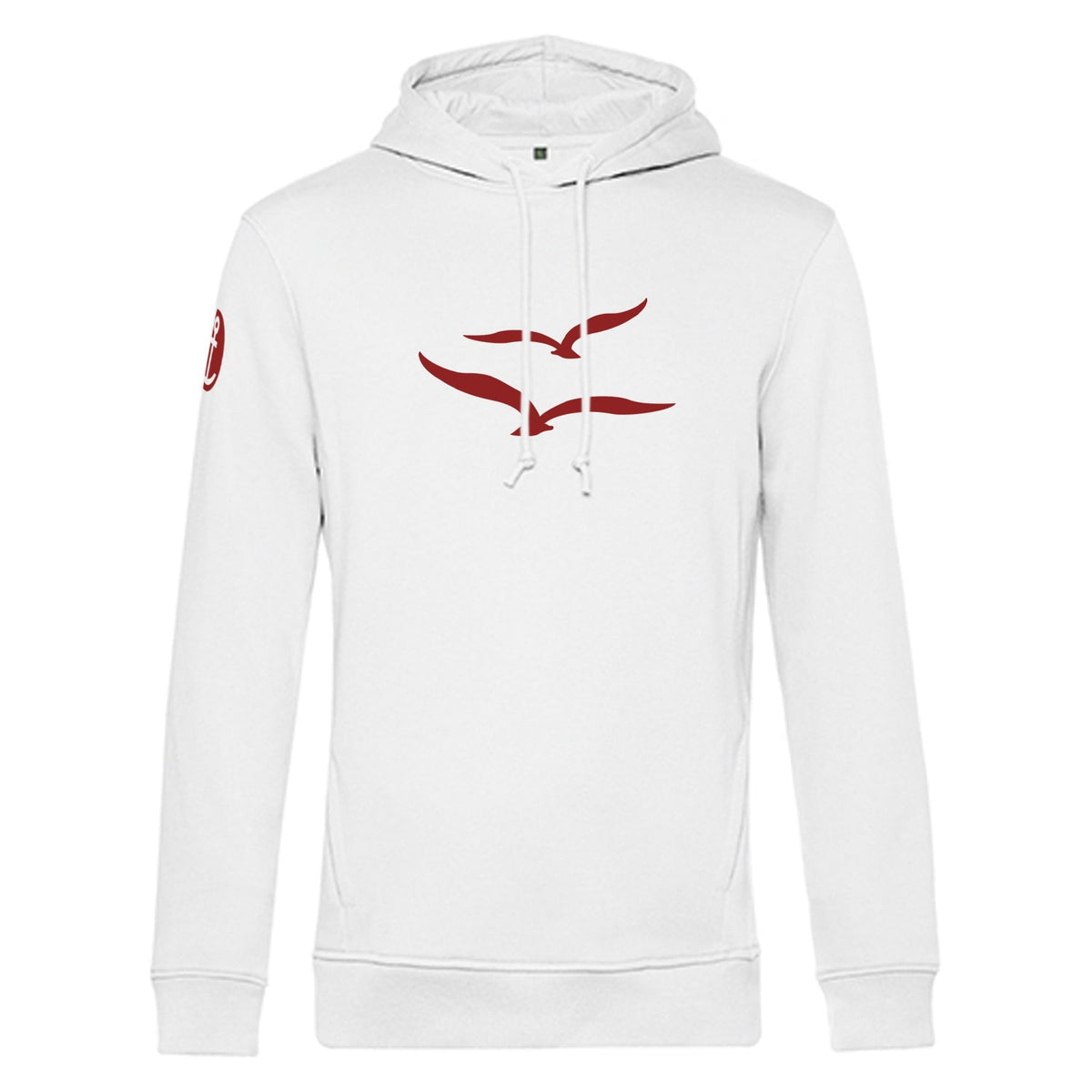 Unisex Hoodie "Möwenpaar" | Weiß-Bordeaux - INSELLIEBE USEDOM