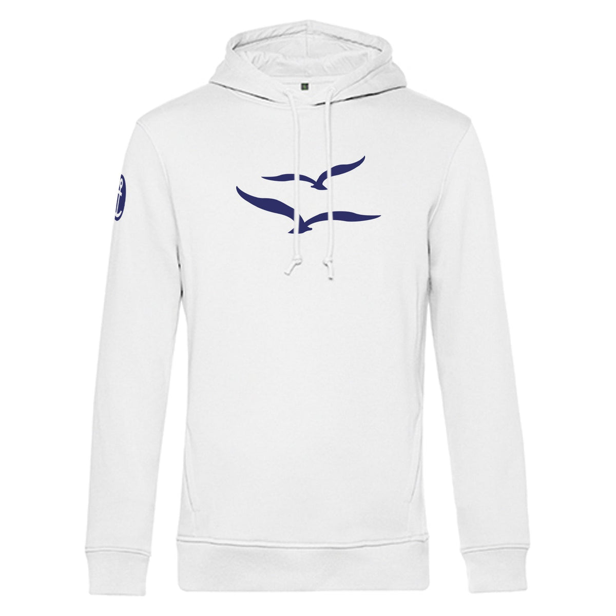 Unisex Hoodie "Möwenpaar" | Weiß-Navy - INSELLIEBE USEDOM