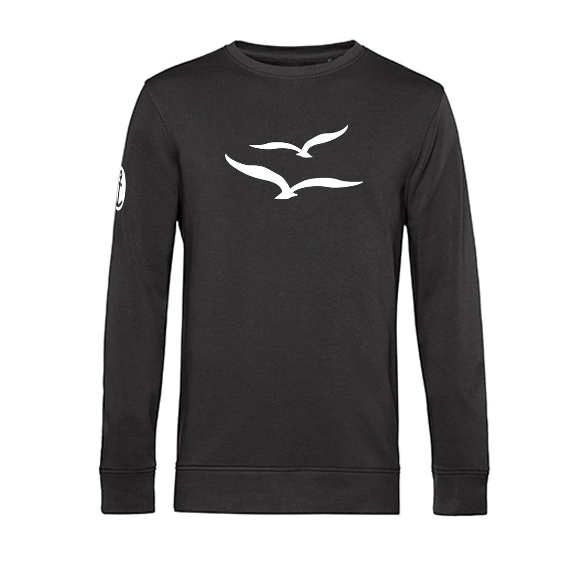 Unisex Sweater "Möwenpaar" | Schwarz - INSELLIEBE USEDOM
