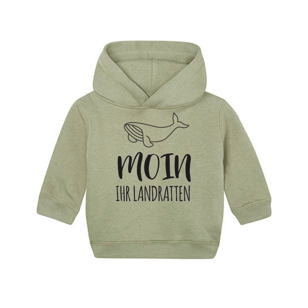 Baby Hoodie "Moin Landratten" | Khaki - INSELLIEBE USEDOM