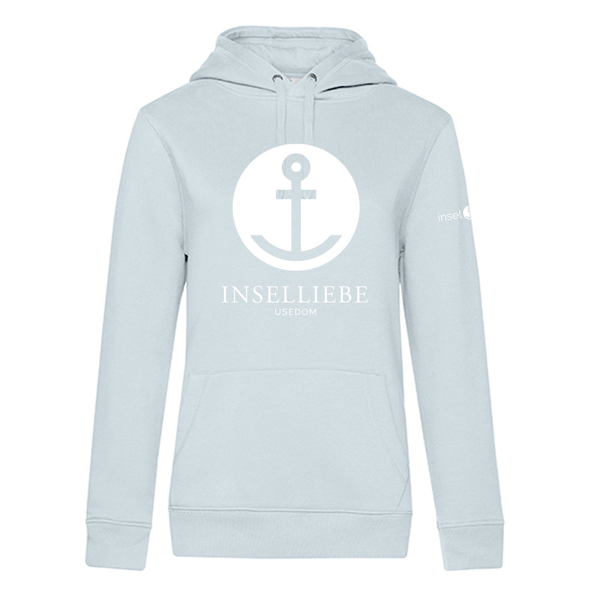 Damen Hoodie "INSELLIEBE Anker" | Dusty Blue - INSELLIEBE USEDOM