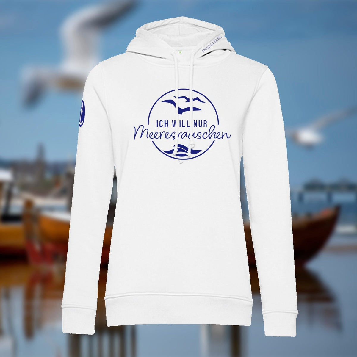 Damen Hoodie "Meeresrauschen" | Weiß - INSELLIEBE USEDOM