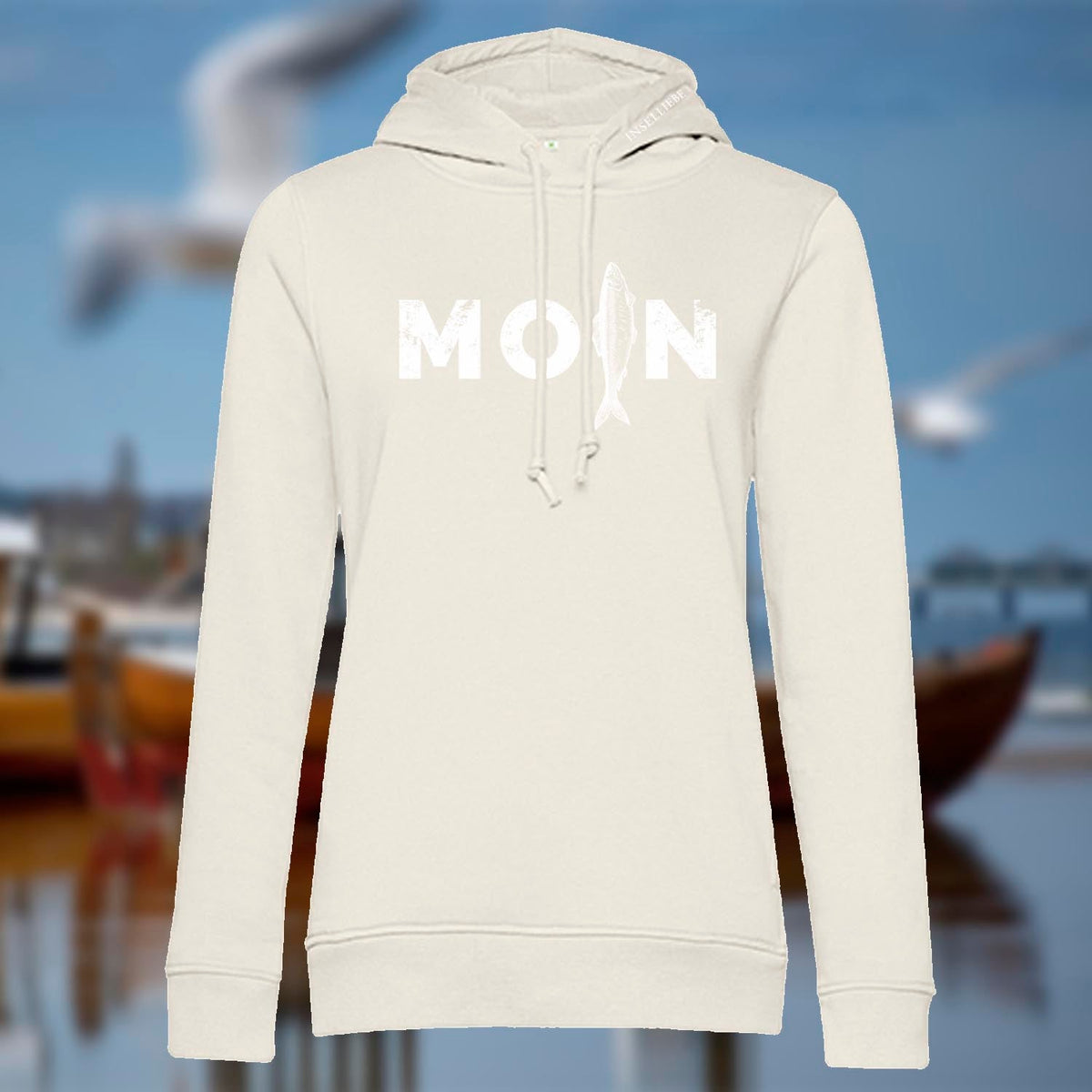 Damen Hoodie "MOIN Hering" | Creme-Weiß - INSELLIEBE USEDOM