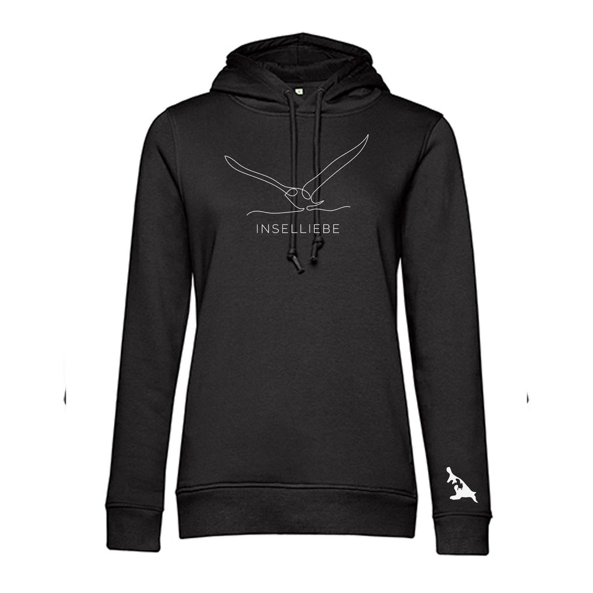Damen Hoodie "Möwenflug" | Schwarz - INSELLIEBE USEDOM