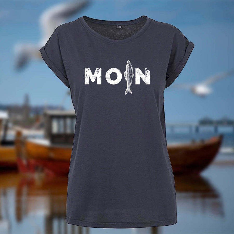 Damen T-Shirt "MOIN Hering" | Navy-Weiß