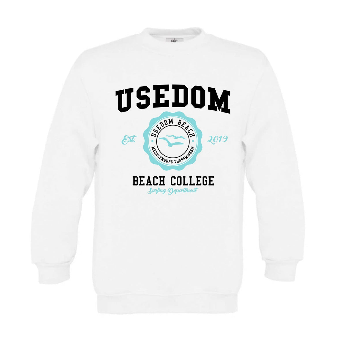 Kinder Sweatshirt "Beach College" | Weiss - INSELLIEBE USEDOM