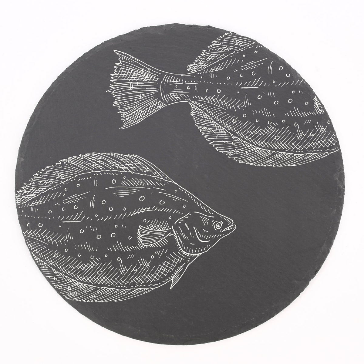 Servierplatte aus Schiefer Rund "Flunder" | 30cm - INSELLIEBE USEDOM