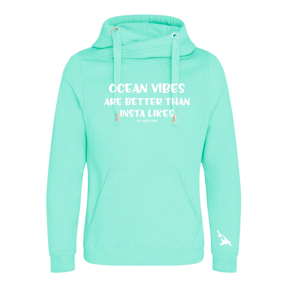 Unisex Cross-Neck Hoodie "OSTSEEVIBES" | Mint - INSELLIEBE USEDOM