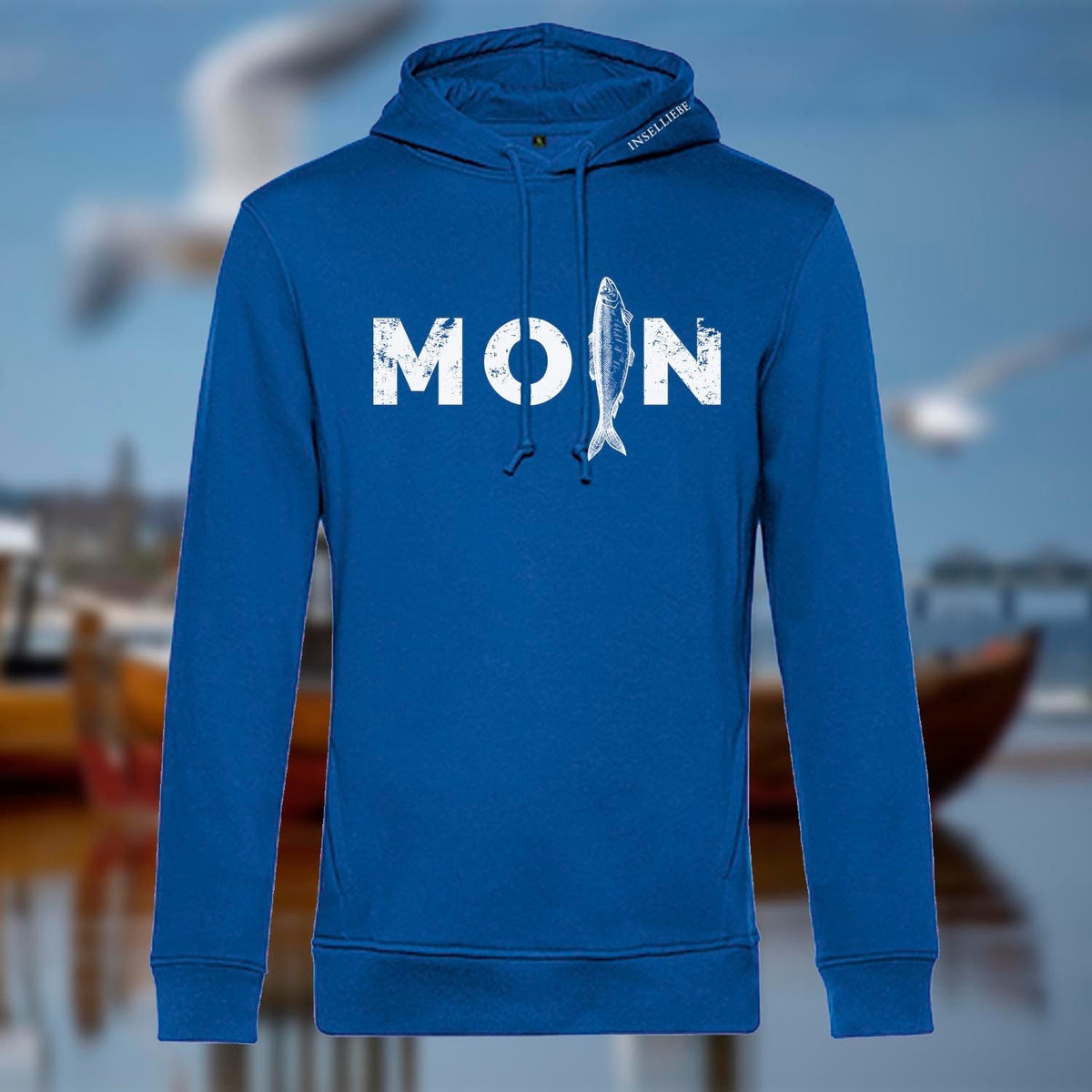 Unisex Hoodie "MOIN Hering" | Royalblau - INSELLIEBE USEDOM
