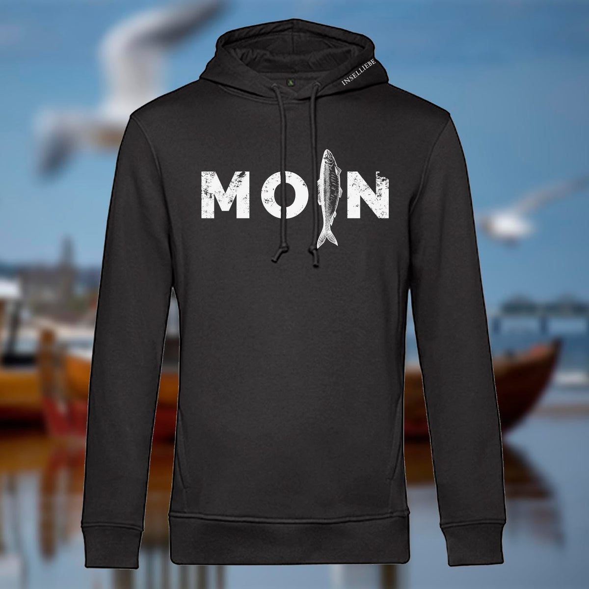 Unisex Hoodie "MOIN Hering" | Schwarz - INSELLIEBE USEDOM