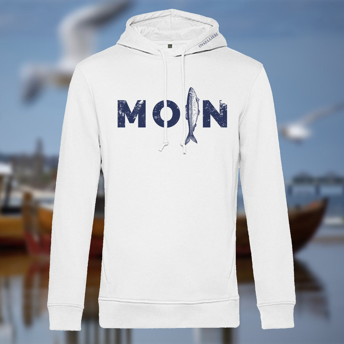 Unisex Hoodie "MOIN Hering" | Weiß - INSELLIEBE USEDOM