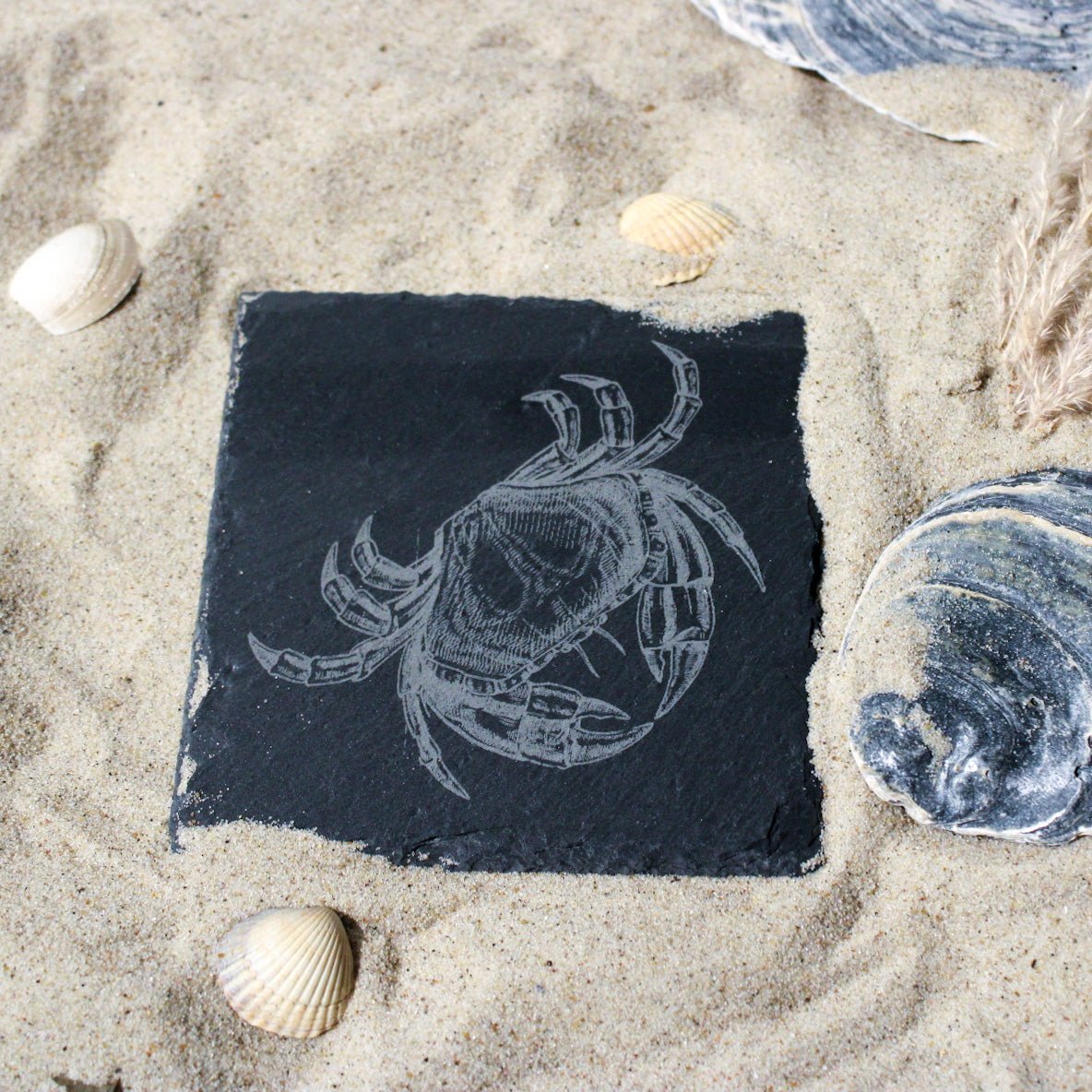 Untersetzer aus Schiefer "Krabbe" | 10x10cm - INSELLIEBE USEDOM