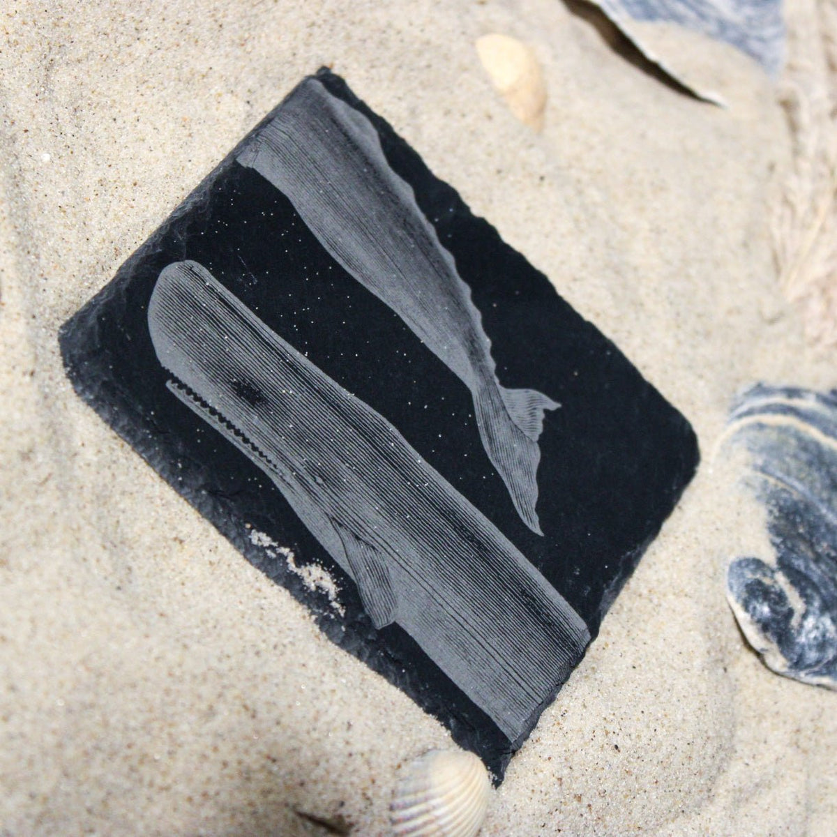 Untersetzer aus Schiefer "Pottwal" | 10x10cm - INSELLIEBE USEDOM