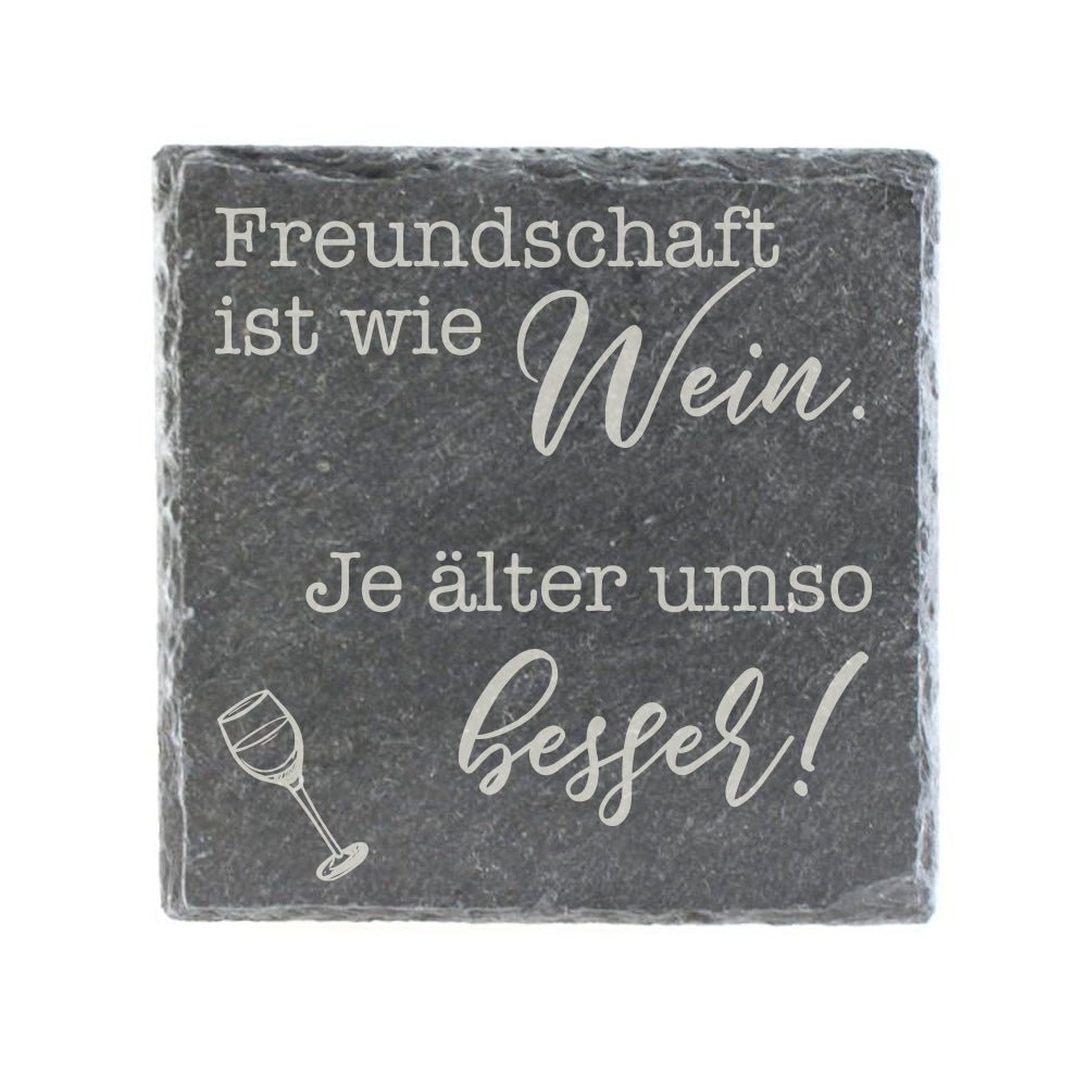 Untersetzer Schiefer "Freundschafft Wein" | 10x10xm - INSELLIEBE USEDOM