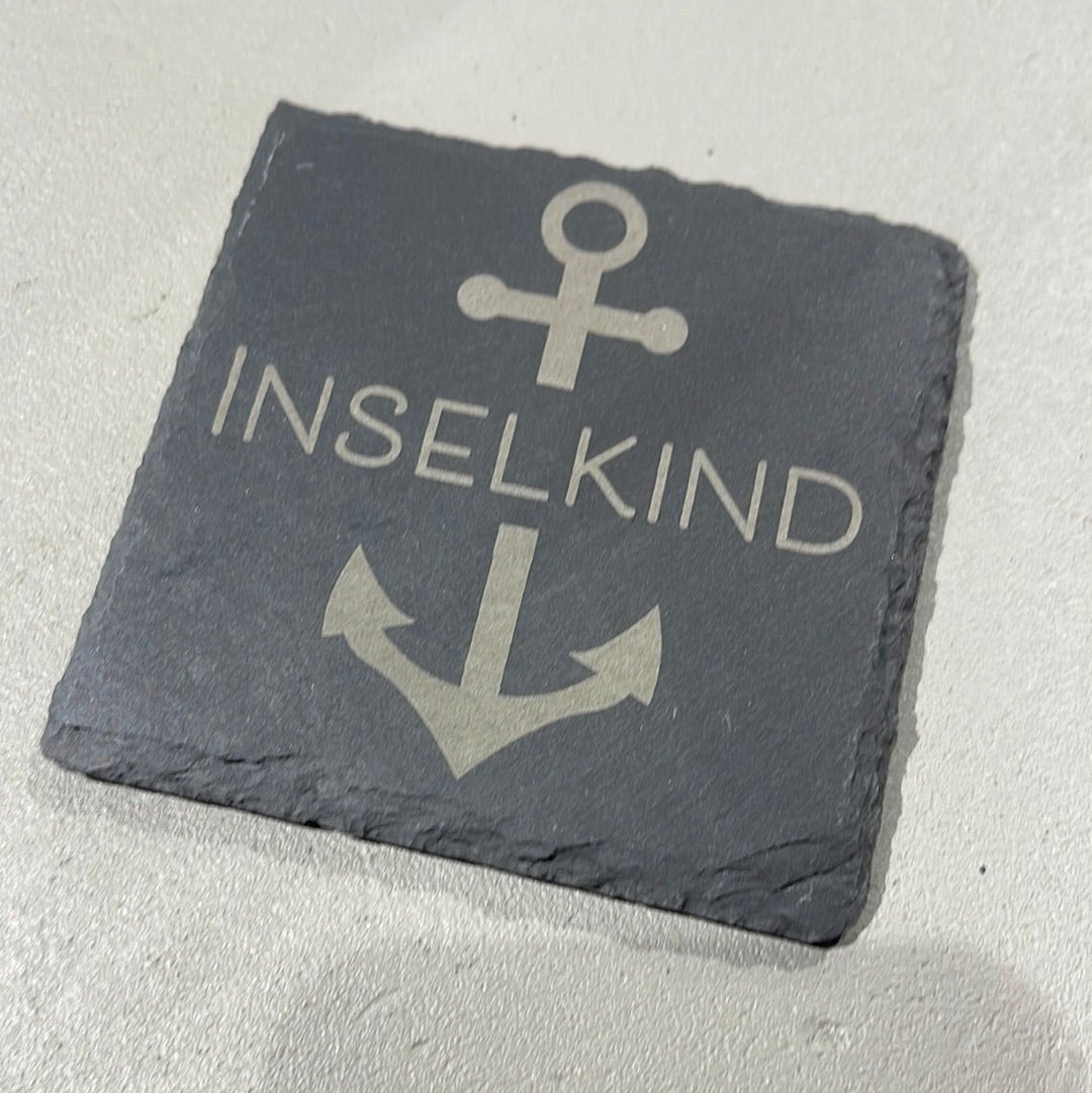 Untersetzer Schiefer "Inselkind" | 10x10xm - INSELLIEBE USEDOM