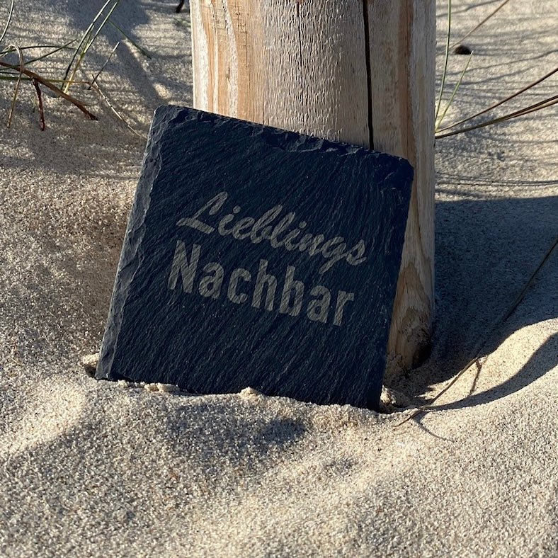 Untersetzer Schiefer "Lieblingsnachbar" | 10x10xm