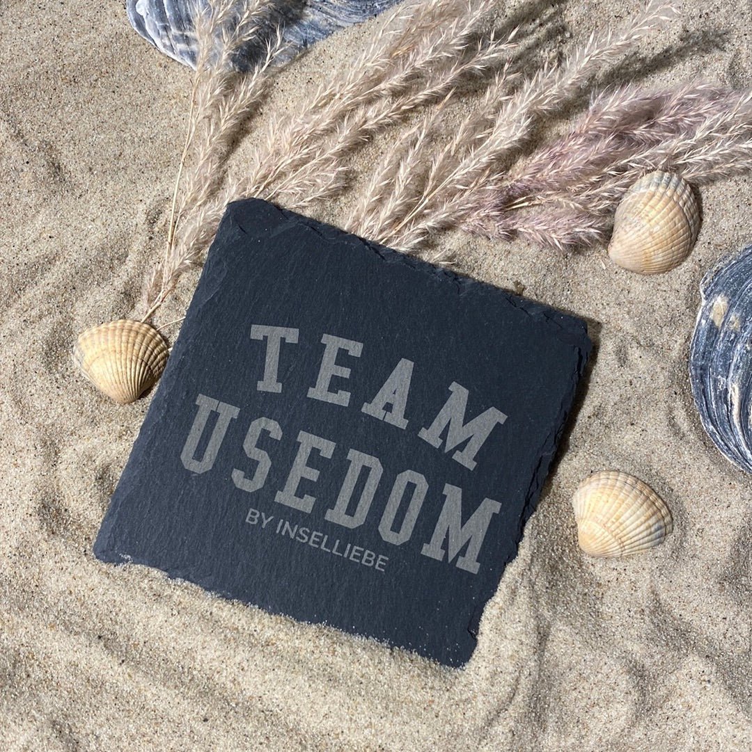 Untersetzer Schiefer "Team Usedom" | 10x10xm - INSELLIEBE USEDOM