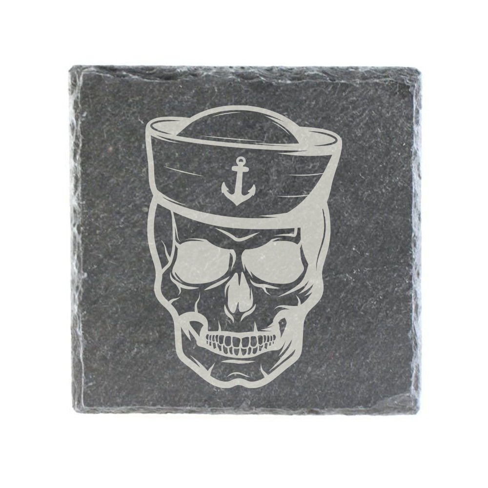 Untersetzer Schiefer "Totenkopf Seemann" | 10x10xm - INSELLIEBE USEDOM